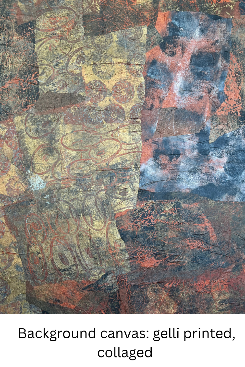 Collaged background canvas with abstract patterns and textures