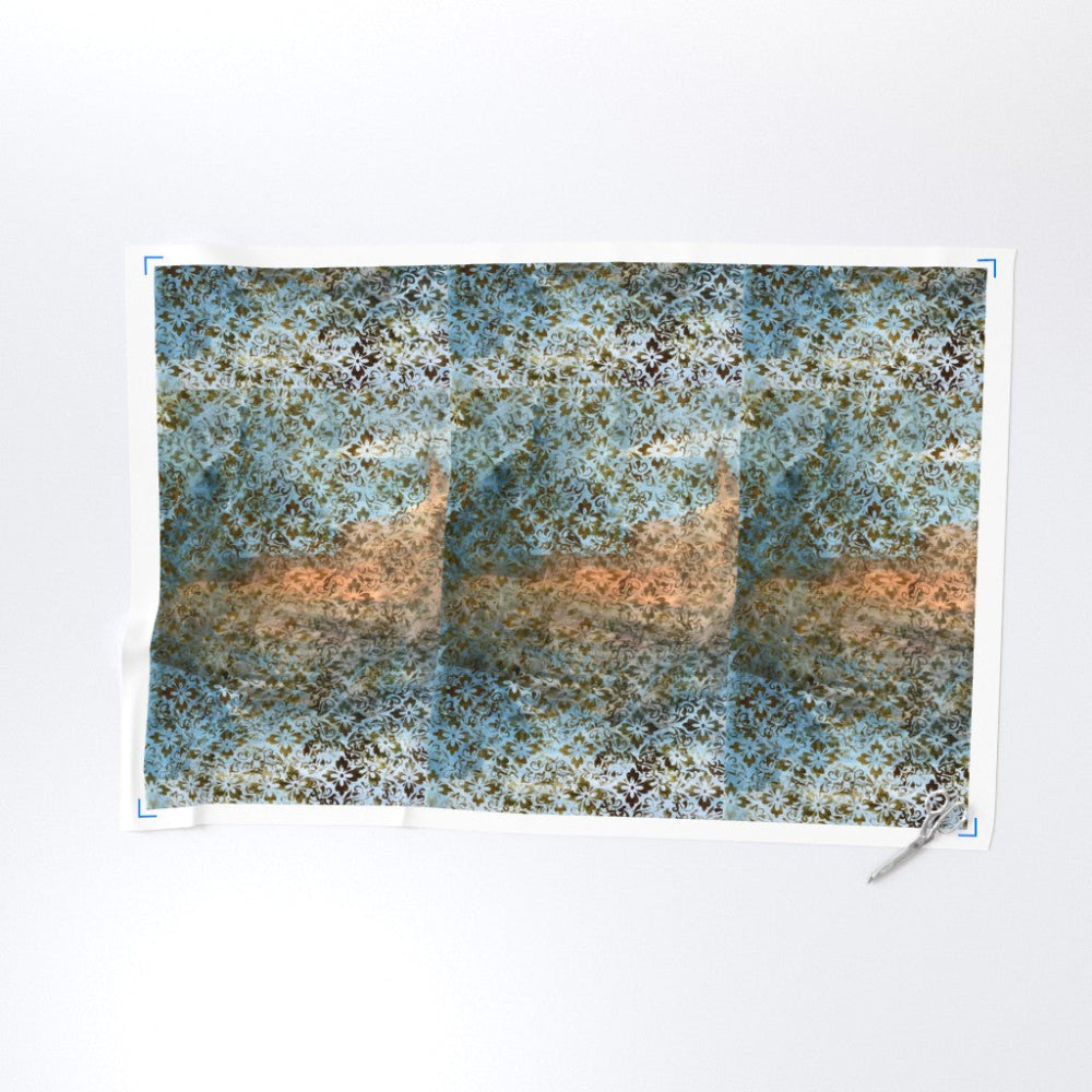 Abstract pattern with blue and brown tones on a white background