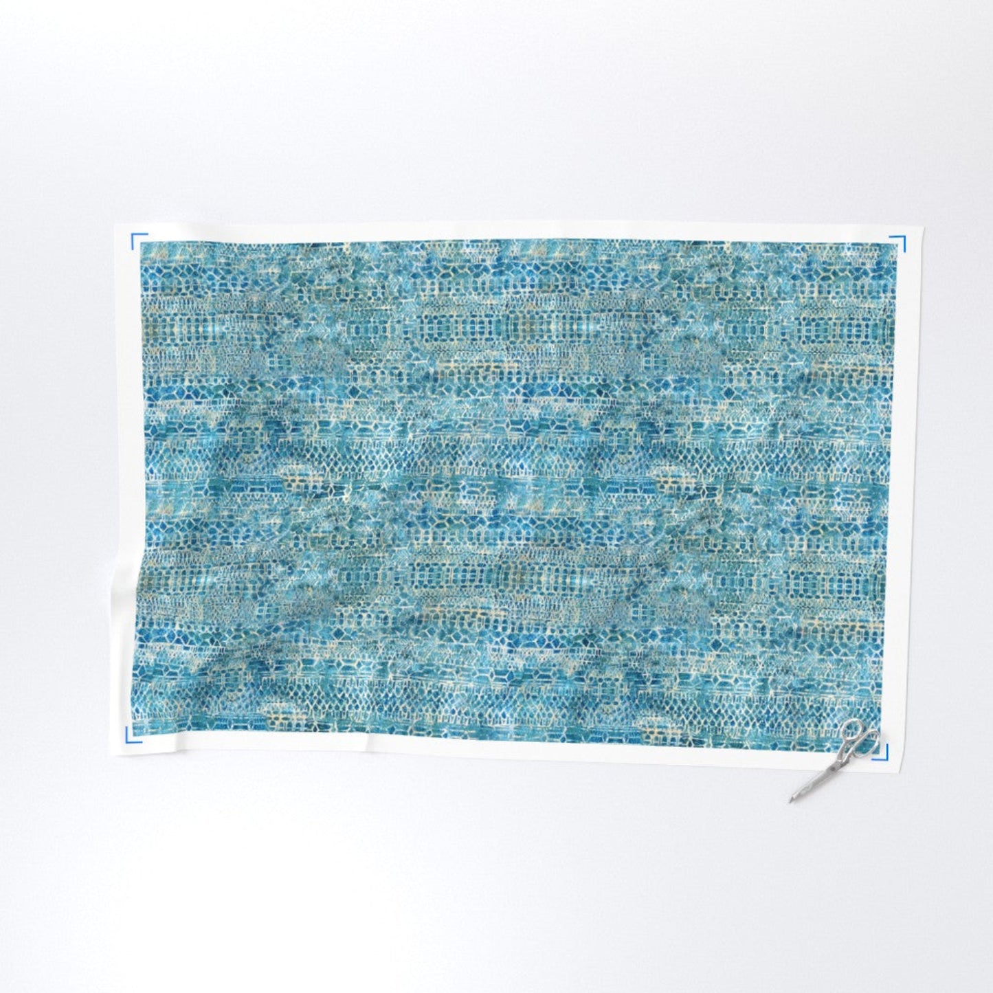 Blue textured fabric swatch on a white background