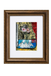 Framed abstract artwork with a brown frame on a white background