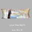 Decorative pillow with artistic design on a gray background, labeled 'Lotus Sham B3673'.