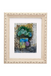 Framed artwork of a still life with flowers on a white background