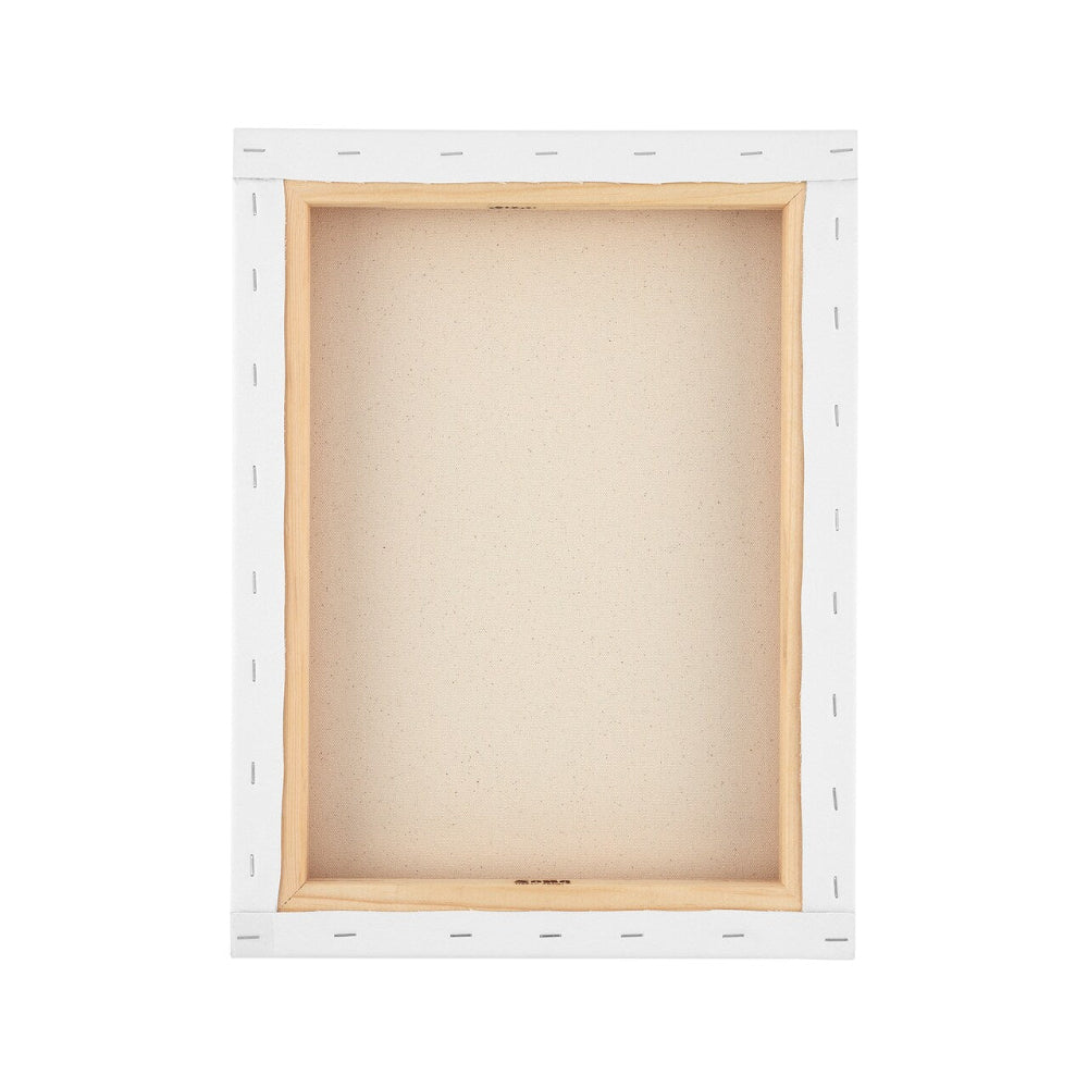 White picture frame with a wooden back on a white background