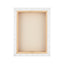White picture frame with a wooden back on a white background
