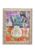 Decorative painting with a vase and abstract elements in a ornate frame.