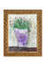 Framed artwork of a purple vase with green plant against a textured background