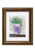 Framed artwork of a purple vase with greenery on a white background
