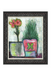 Framed artwork of potted plants with colorful pots on a white background