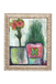 Framed artwork of potted plants with colorful pots on a white background