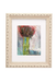 Framed abstract artwork with a decorative white frame on a white background