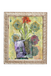 Framed artwork with colorful flowers and a decorative border