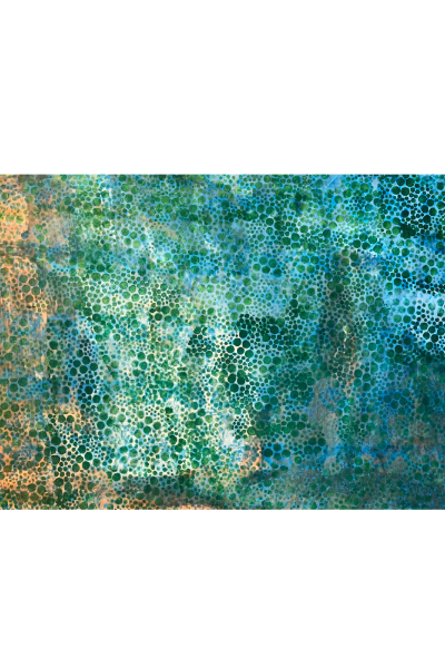 Abstract pattern with green, blue, and brown colors on a white background