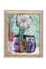 Abstract artwork with a floral element in a decorative frame