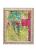 Artistic floral painting with a decorative gold frame on a white background