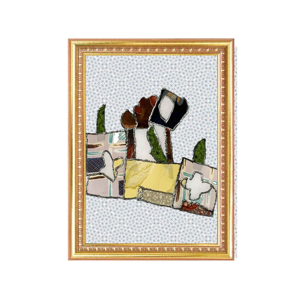 Garden Cubes- Abstract Floral Collage – Handcrafted Mixed Media Art Print