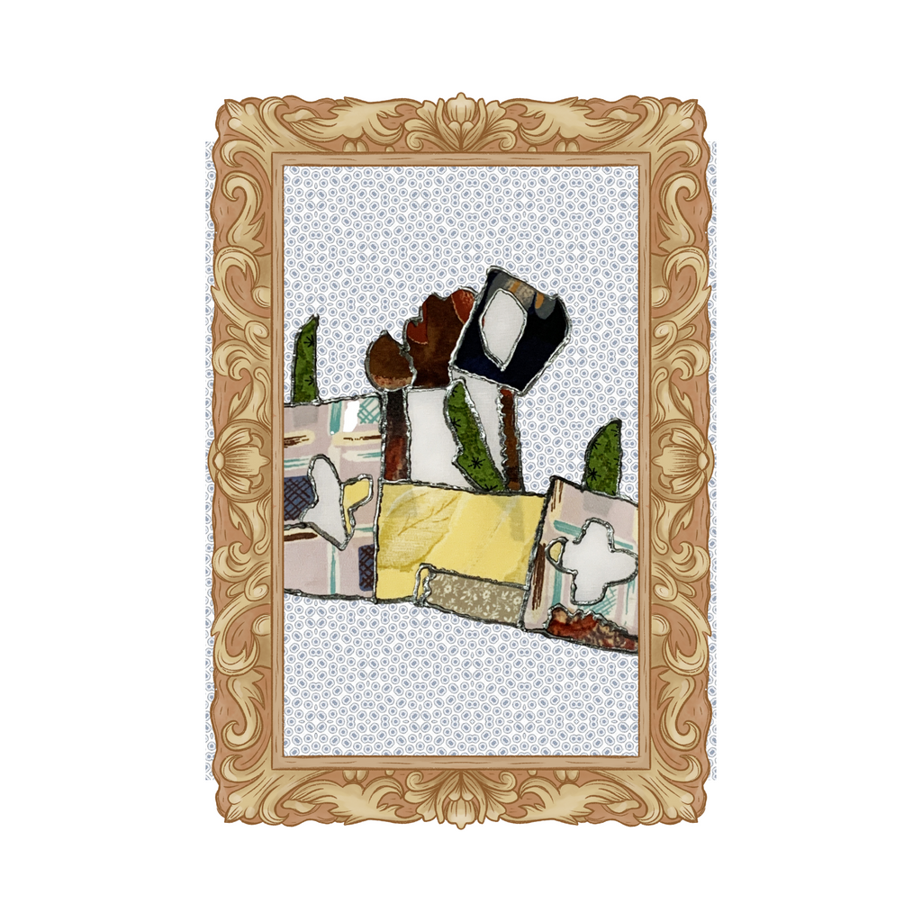 Garden Cubes- Abstract Floral Collage – Handcrafted Mixed Media Art Print