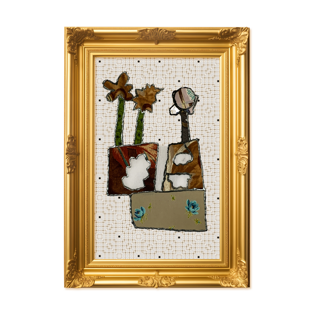 Desert Floralscape- Abstract Floral Collage – Handcrafted Mixed Media Art Print