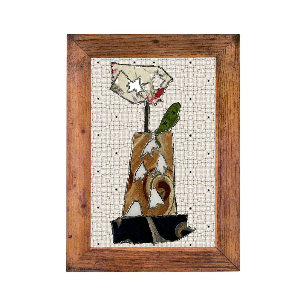 Whirlwind Bloom- Abstract Floral Collage – Handcrafted Mixed Media Art Print