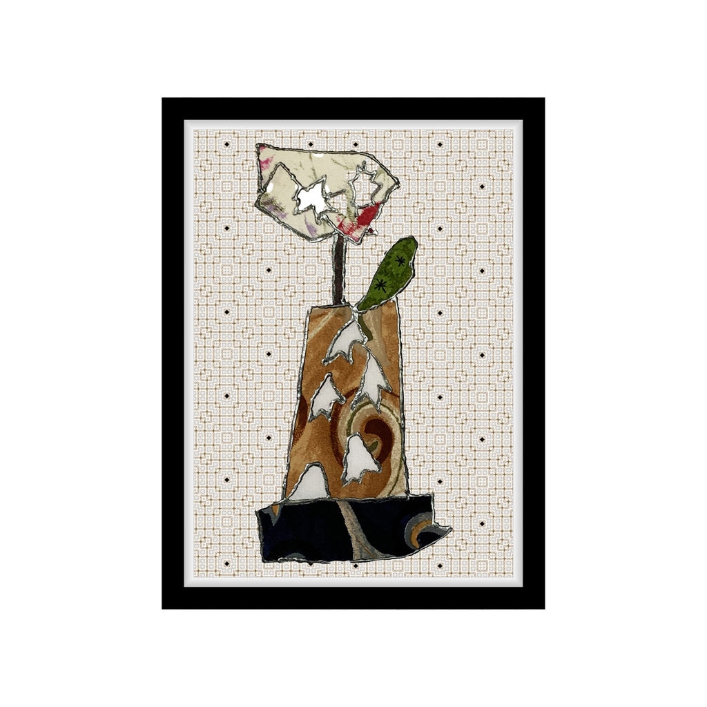 Whirlwind Bloom- Abstract Floral Collage – Handcrafted Mixed Media Art Print