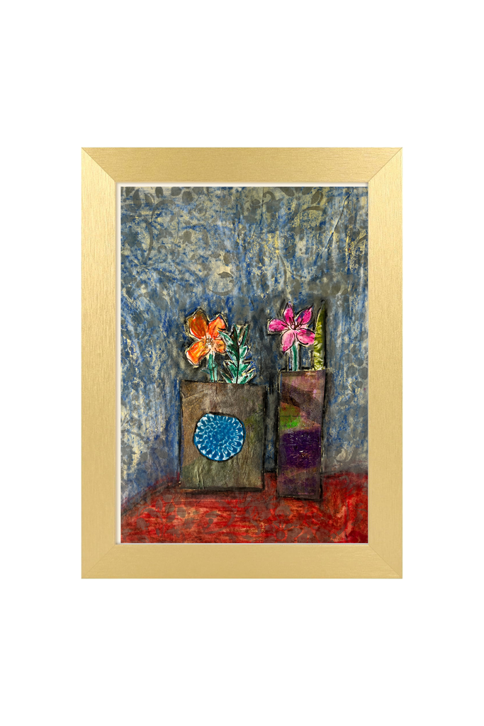 an abstract blue floral art print 