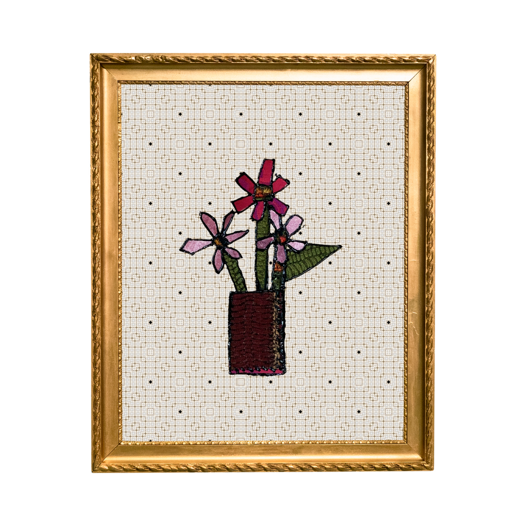 Patchwork Petals- Abstract Floral Collage – Handcrafted Mixed Media Art Print