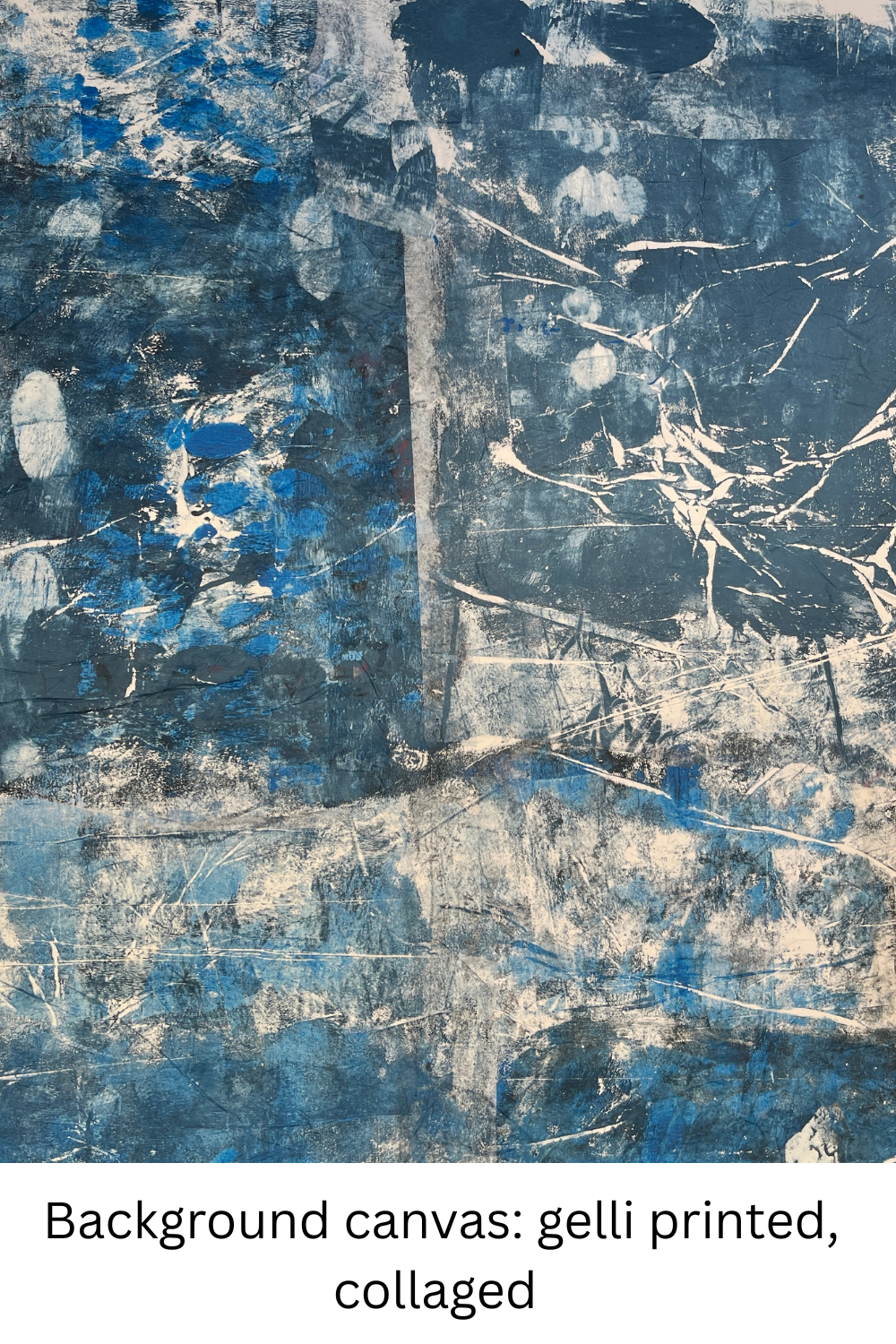 Abstract art with gelli printed and collaged background