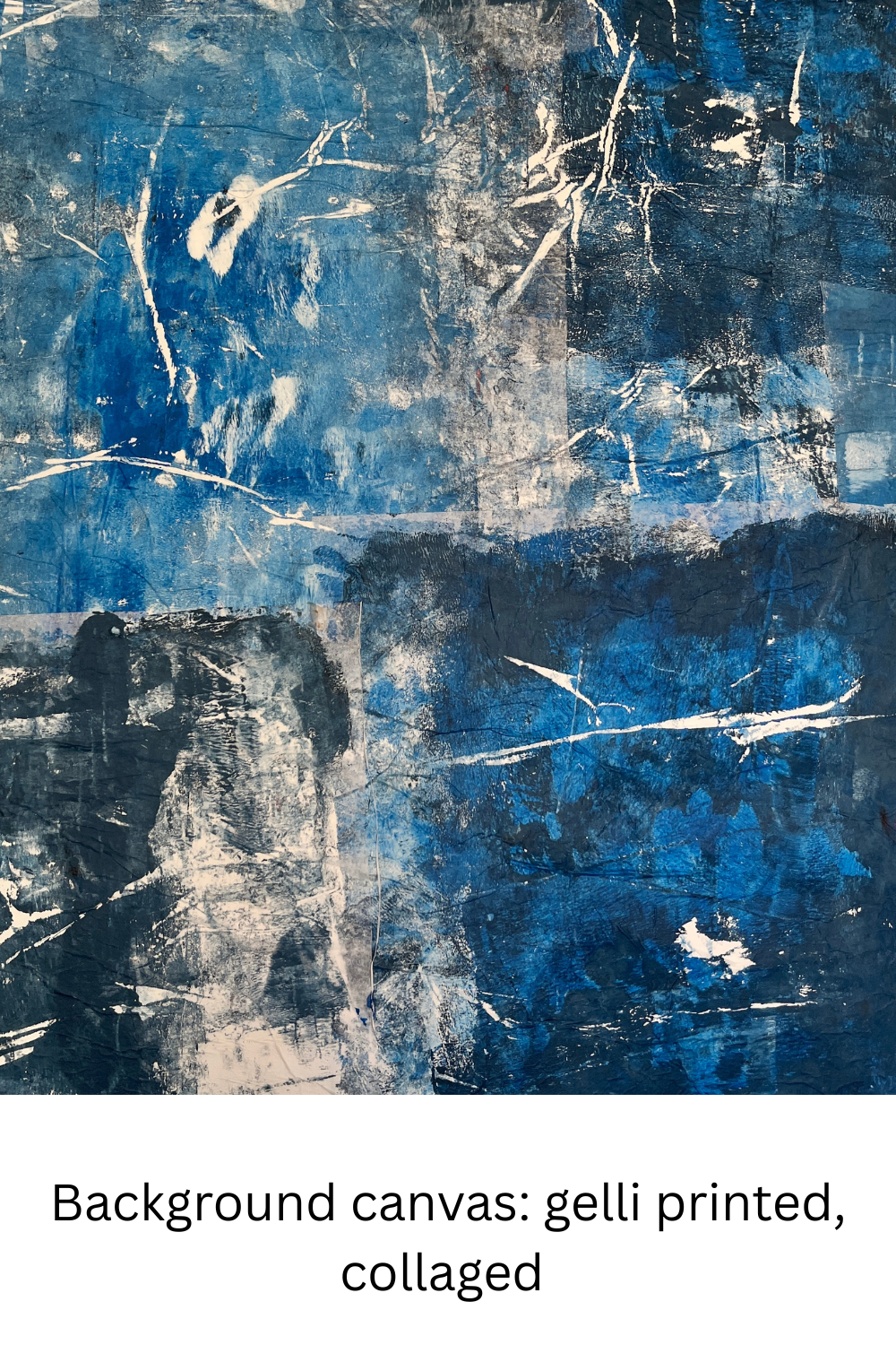 Abstract art with blue and gray tones on a textured background