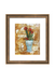 Framed abstract painting with a vase and flowers on a white background