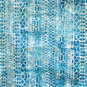 Patterned blue fabric with geometric design