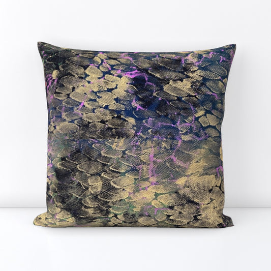 Decorative pillow with a floral pattern on a white background