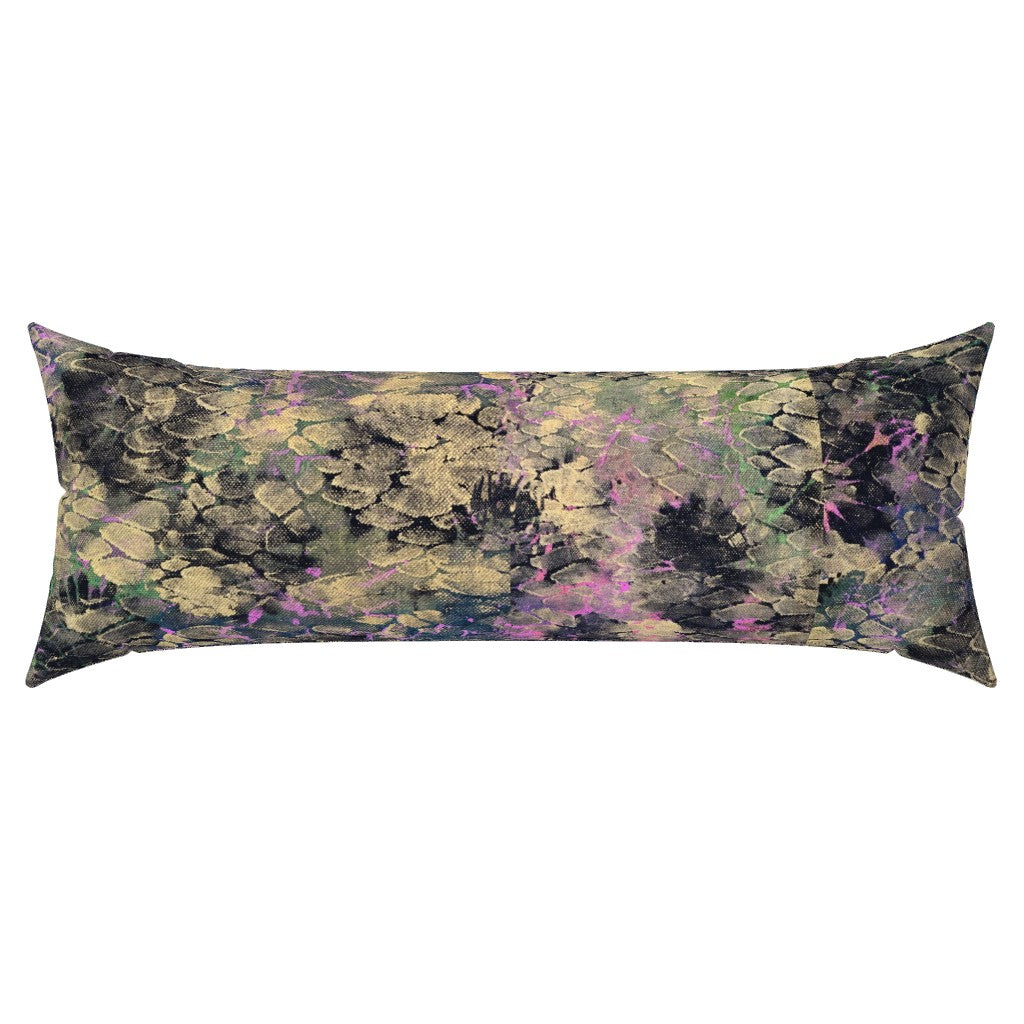 Decorative pillow with abstract pattern on a white background