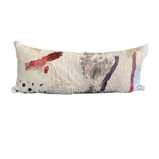  Edelweiss Lumbar Pillow Sham decorative pillow, 16x37 accent sham with soft neutral tones and artistic pops of color for modern pillow style.