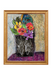 Framed artwork of a vase with colorful flowers against a textured background