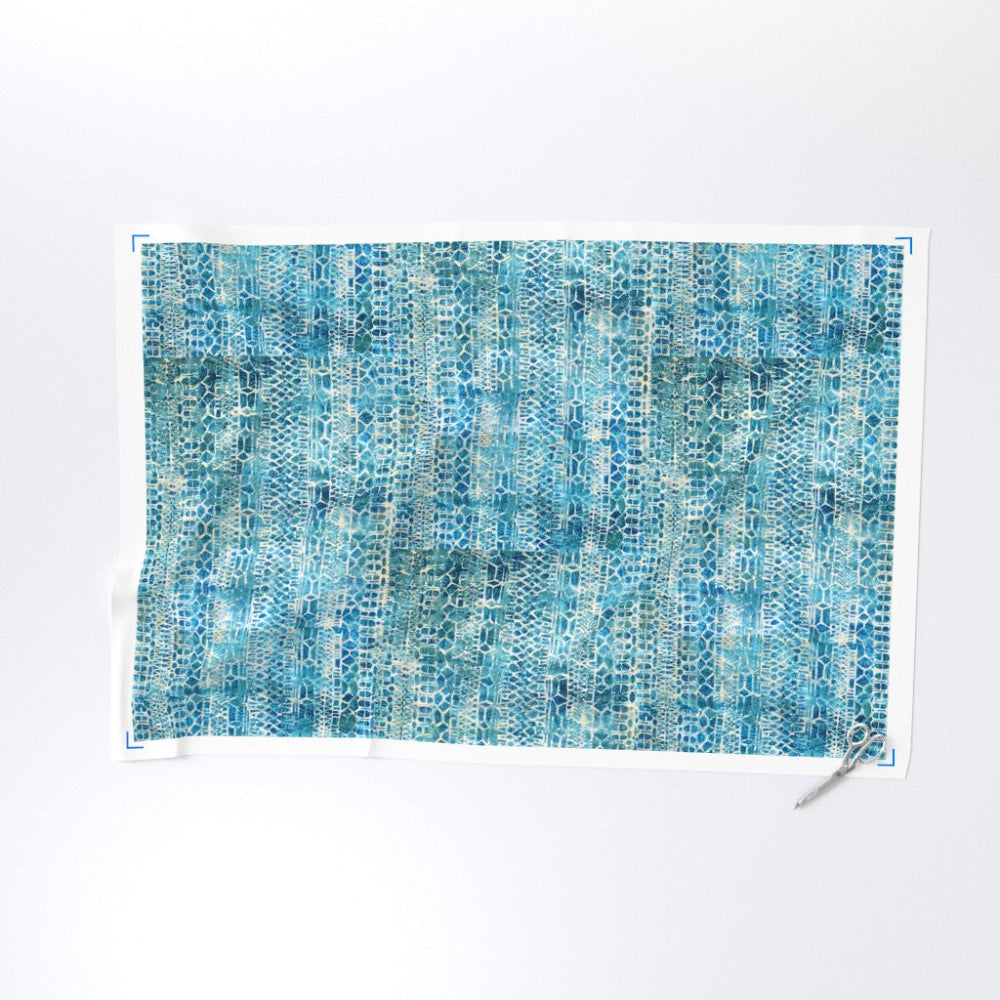Blue textured fabric on a white background