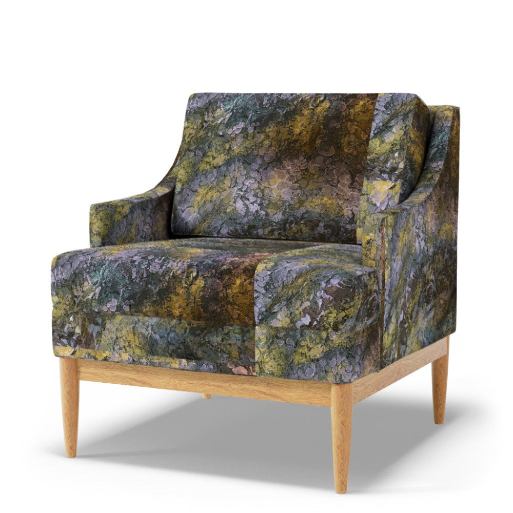gray gold floral chair in a white background
