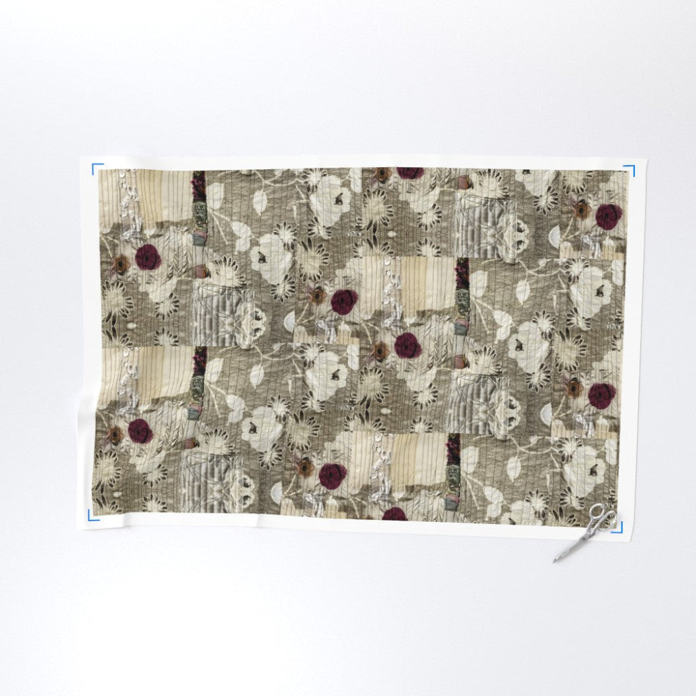 Fabric with a floral pattern on a white background