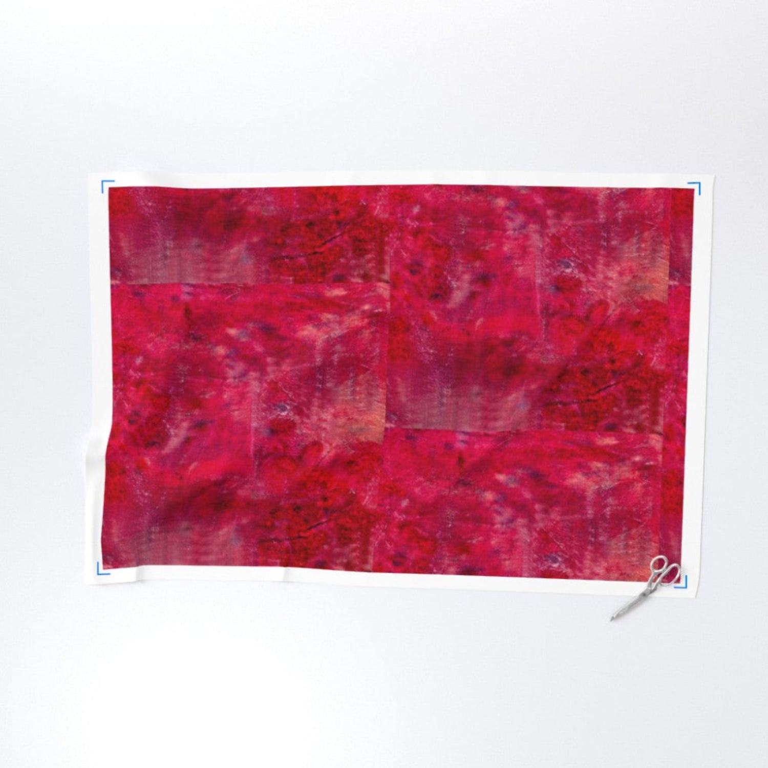 Red abstract painting on a white background