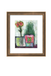 Framed artwork of potted plants with a colorful abstract background