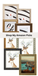 Collection of framed pictures with various designs on a white background