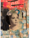 Collage art with a vintage portrait of a woman on a colorful abstract background