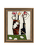 Framed mosaic artwork of two abstract figures with floral crowns on a white background