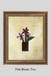 Framed artwork of pink flowers in a pot on a yellow floral background