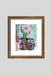 Framed abstract artwork with a dandelion on a light gray background