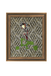 Framed artwork with zebra pattern and decorative elements on a white background