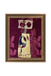 Framed artwork with abstract design on a floral background