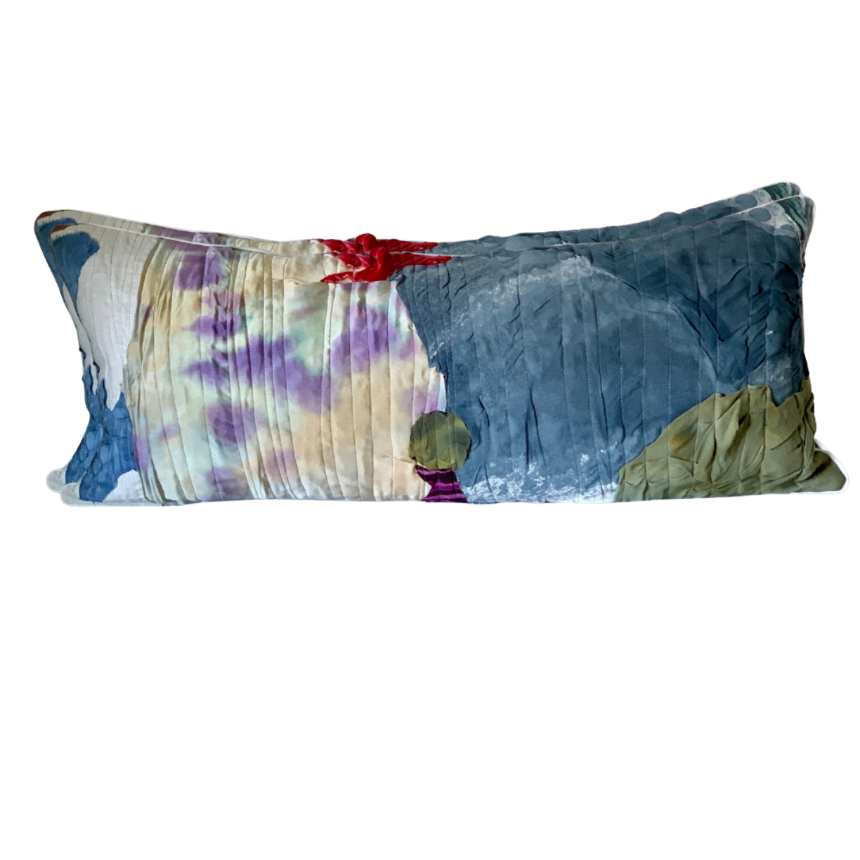 Decorative pillow with abstract multicolor design on a white background
