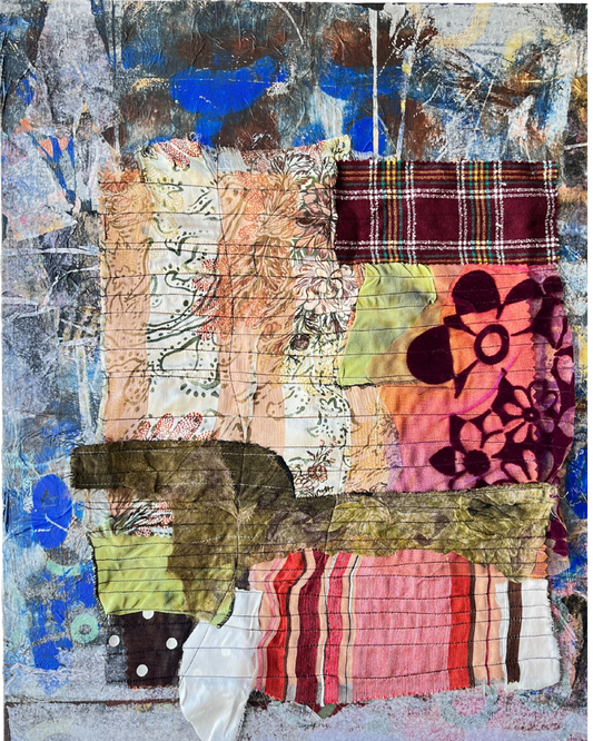 Abstract art piece with a mix of textures and patterns