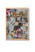 Abstract art piece with a wooden frame on a white background