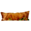 Brown decorative pillow with abstract patterns on a white background