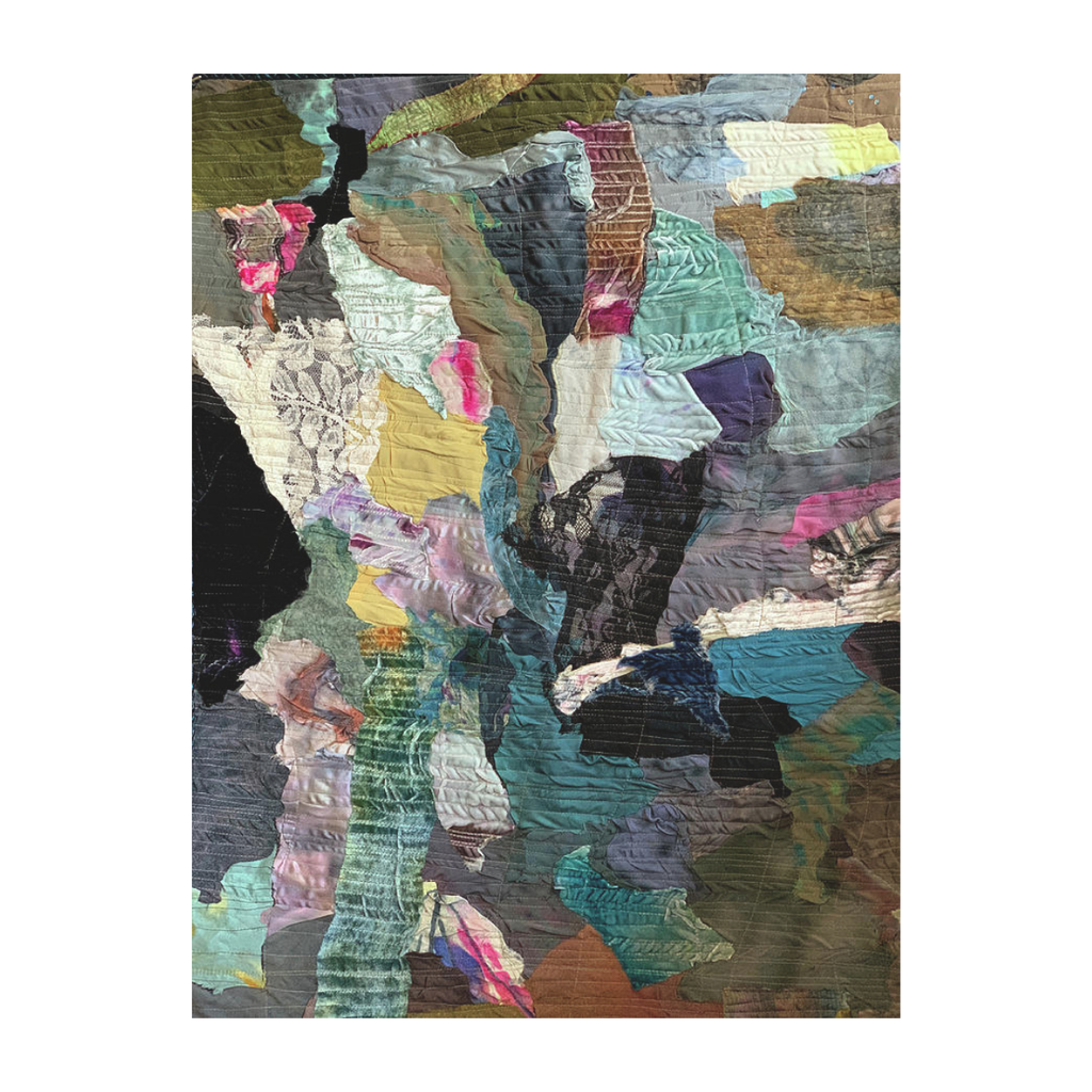 Multicolored abstract art piece on a white background